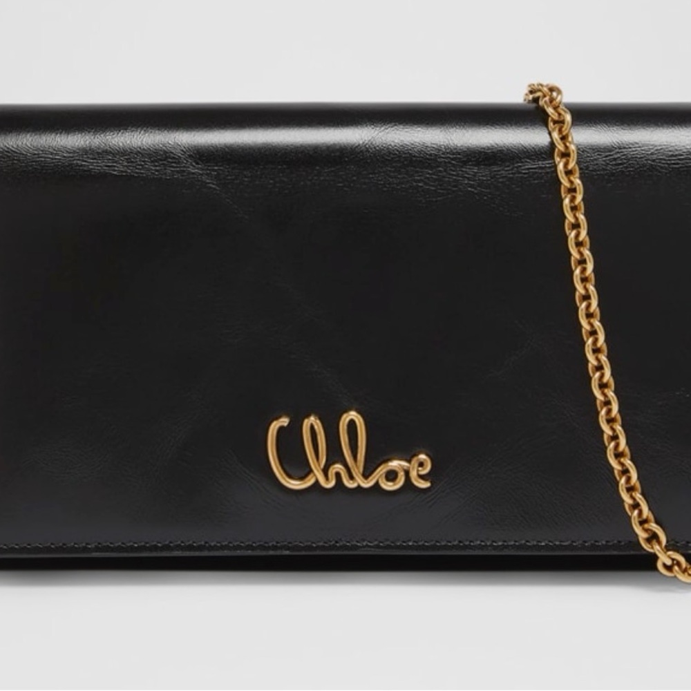 Chloe Black Shoulder Bag with Gold Chain